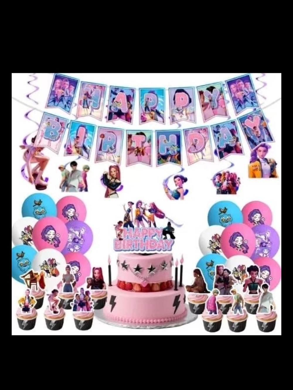 62 Pcs Demon Hunters Birthday Decorations, Party Supplies , Cake Topper, K Pop